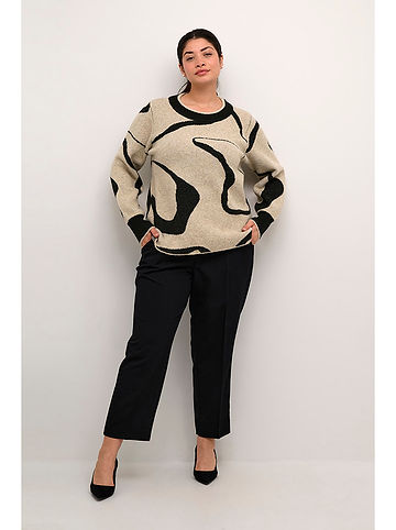 Pullover in Sand/ Schwarz