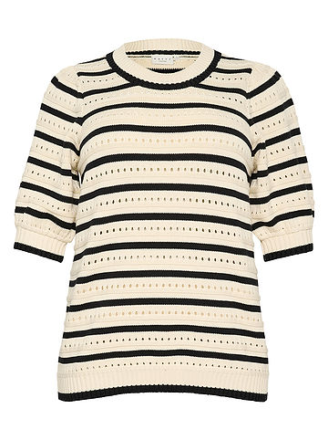 Pullover in Beige/ Schwarz