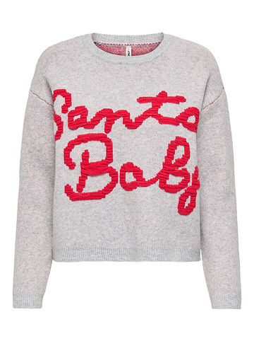 Pullover in Grau/ Rot