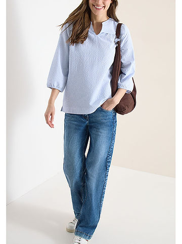 Bluse in Hellblau/ Weiß
