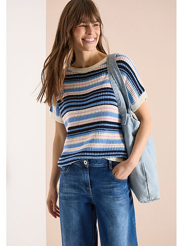 Pullover in Blau/ Creme
