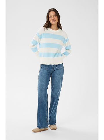 Pullover in Hellblau/ Weiß