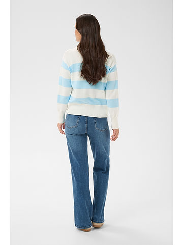 Pullover in Hellblau/ Weiß