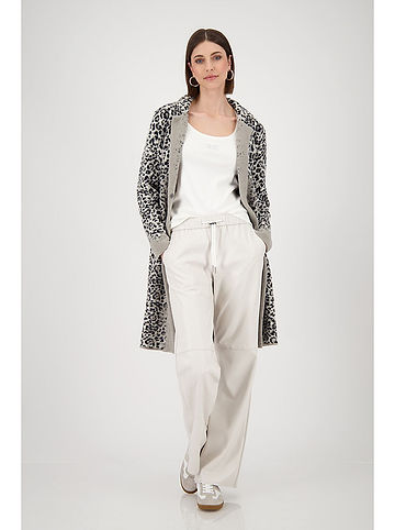 Longcardigan in Hellgrau/ Schwarz