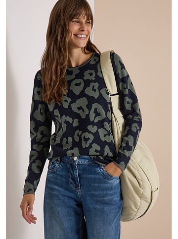 Pullover in Dunkelblau/ Oliv