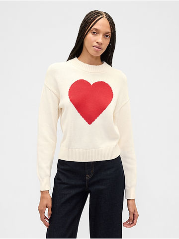 Pullover in Creme/ Rot