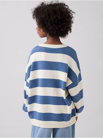 Pullover in Blau/ Creme