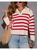 Pullover in Creme/ Rot