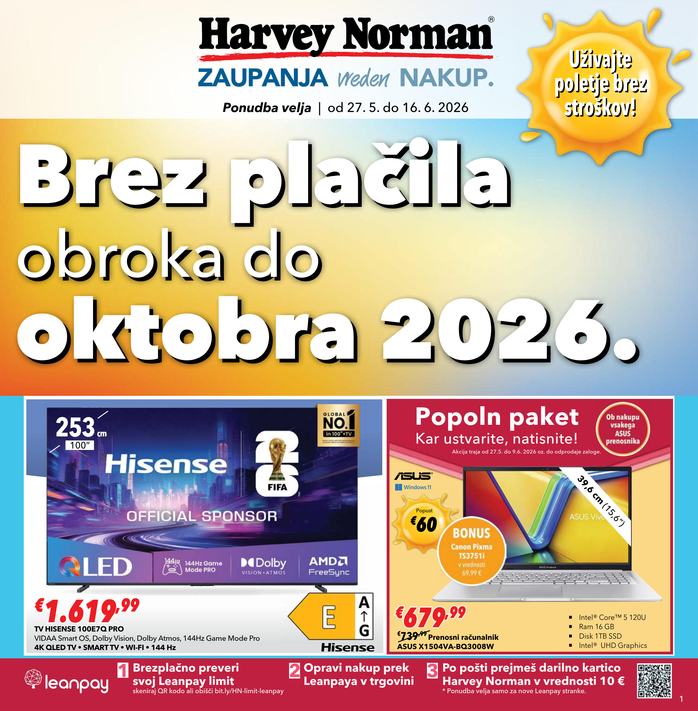 Brez plačila obroka do oktobra 2026