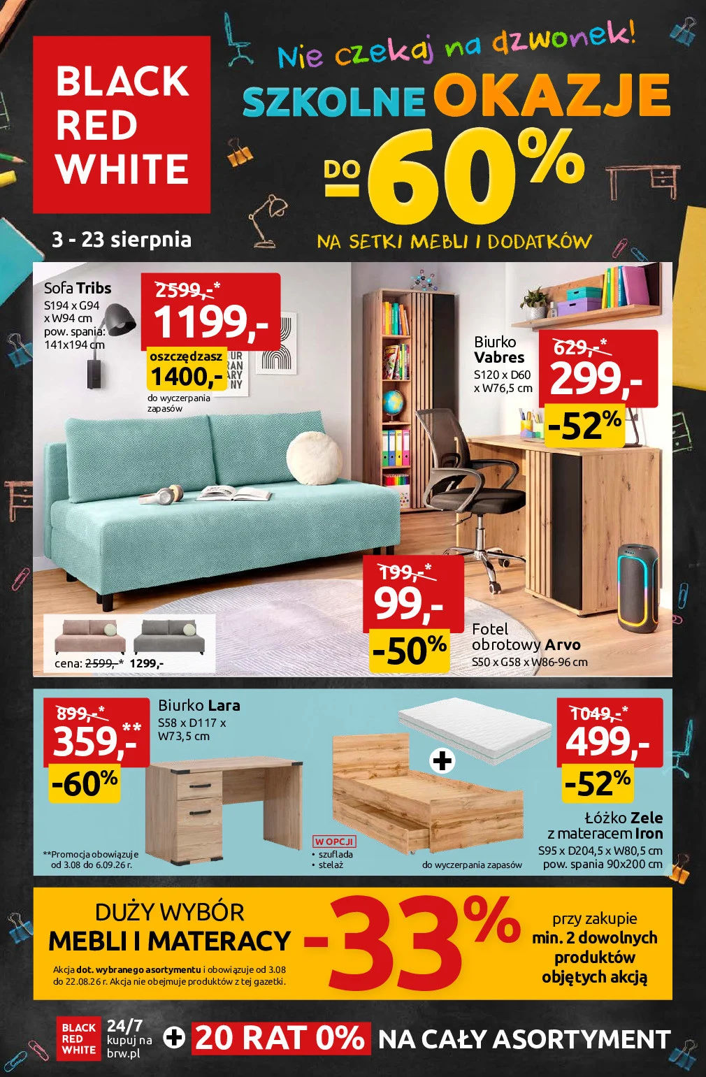 BRW Gazetki promocyjne Szkolne okazje do -60% na setki mebli i dodatków