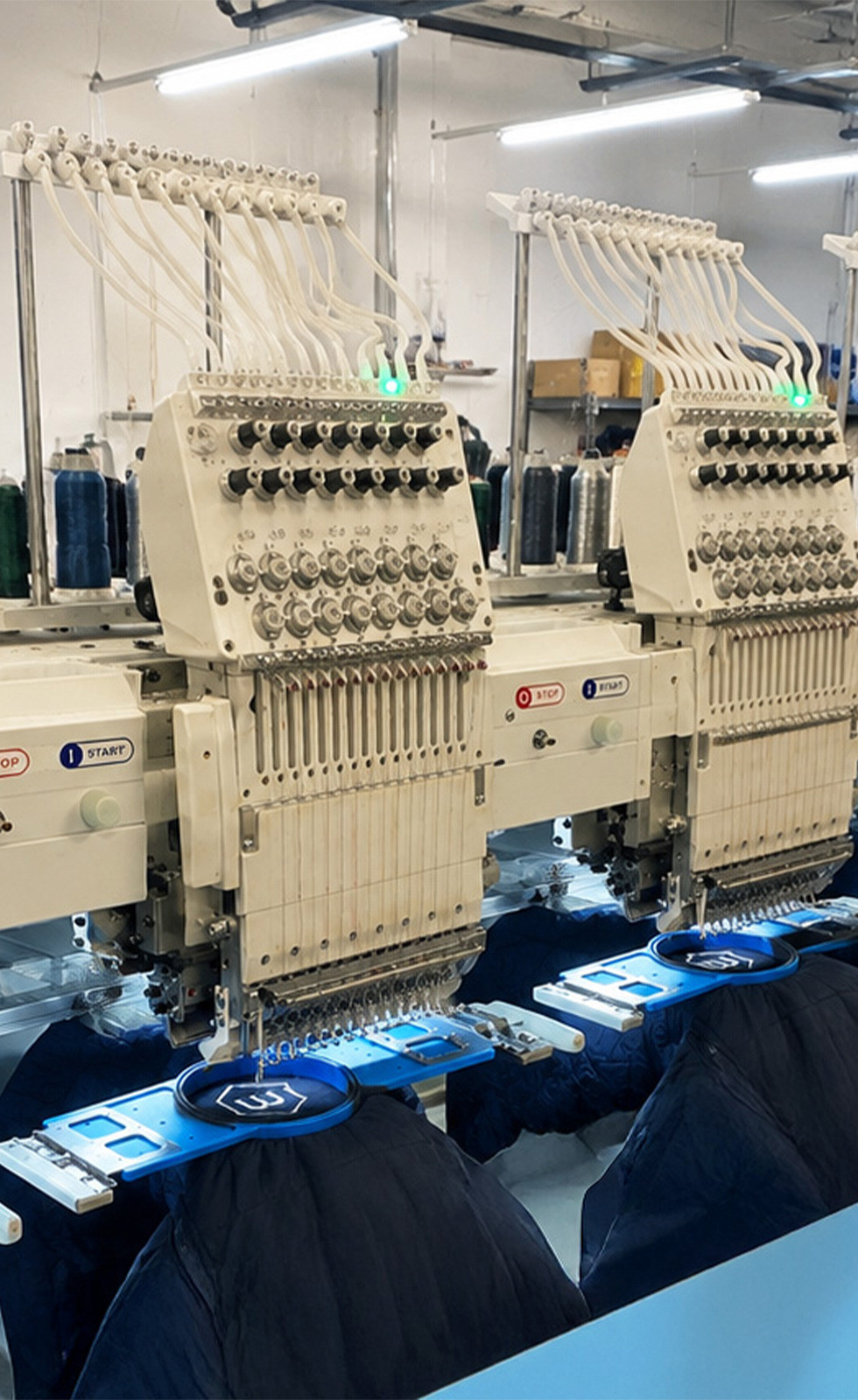 Broderie machine en gros plan