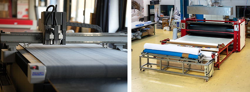 Parc machine WALOMO à Saint-Maximin dans l'Oise — impression UV, éco-solvant, sublimation textile, calandre et découpe laser pour la fabrication PLV