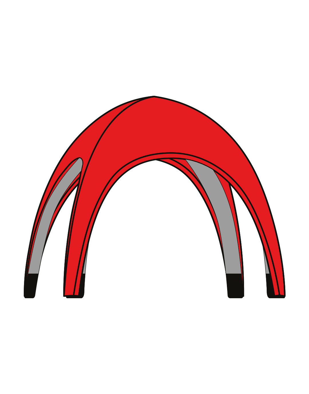 Tente 4x4m avec toit rouge REGULAR