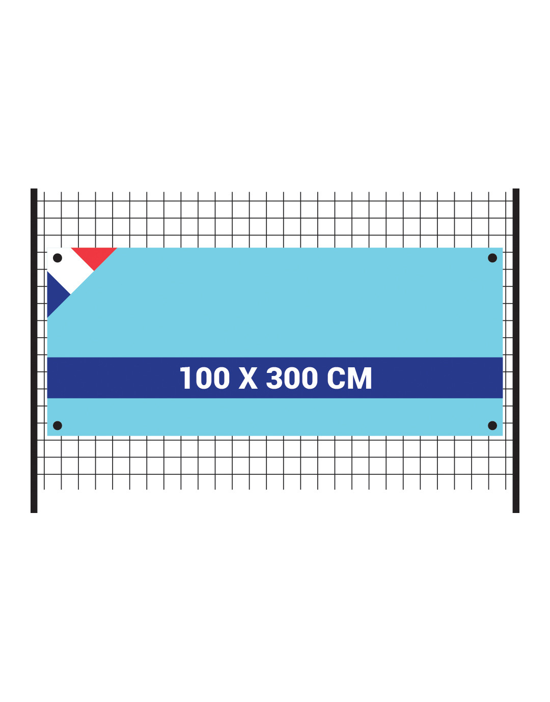 Banderole 100x300cm maille bloquée 115g/