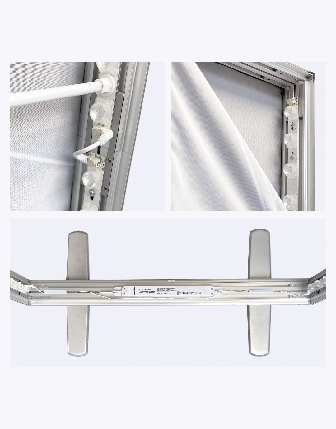 Caisson lumineux 100x200x8 cm avec LED